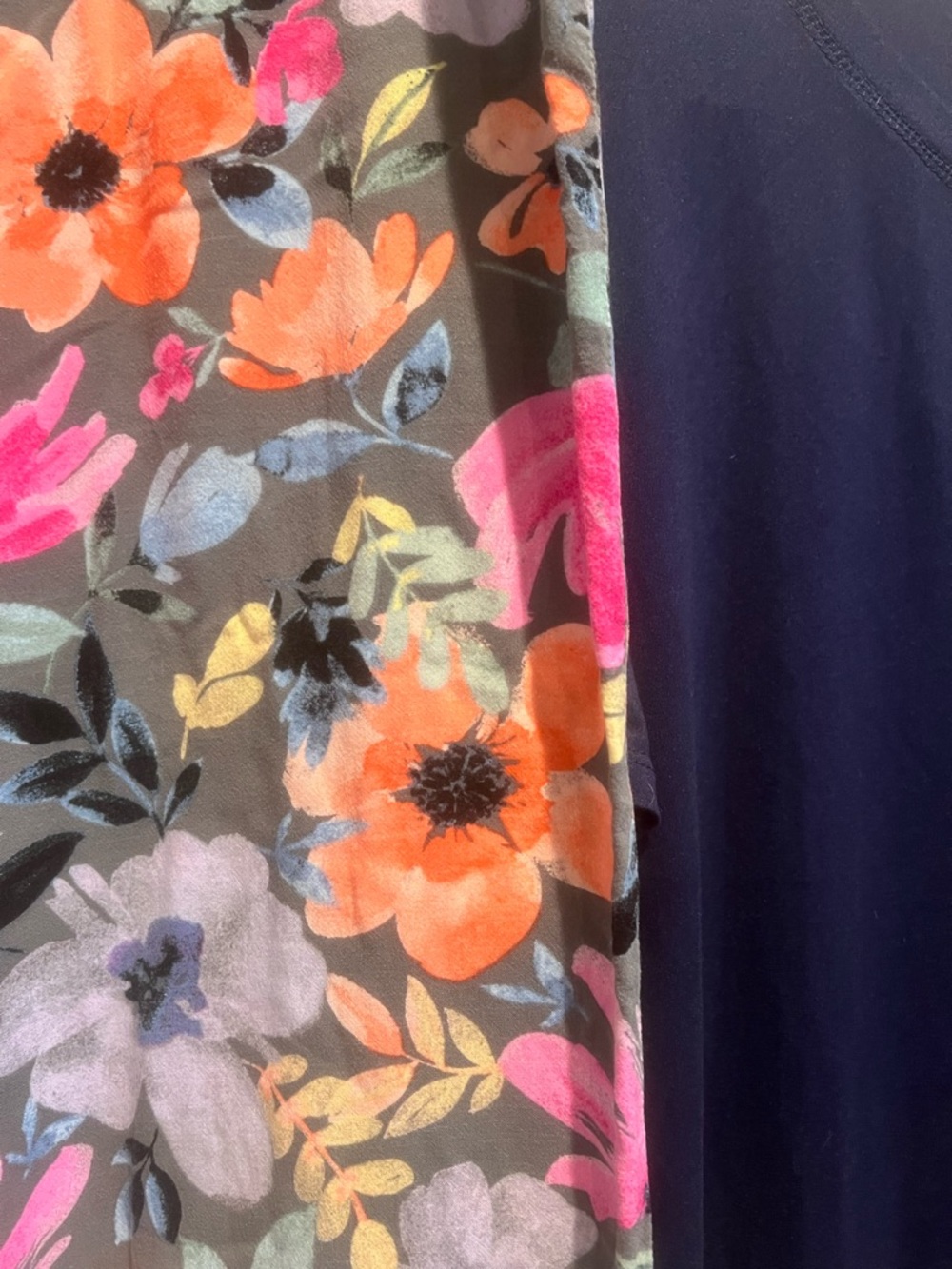 Cynthia Rowley Navy Tee and Floral Gray Pajama Set - Picture 7 of 12